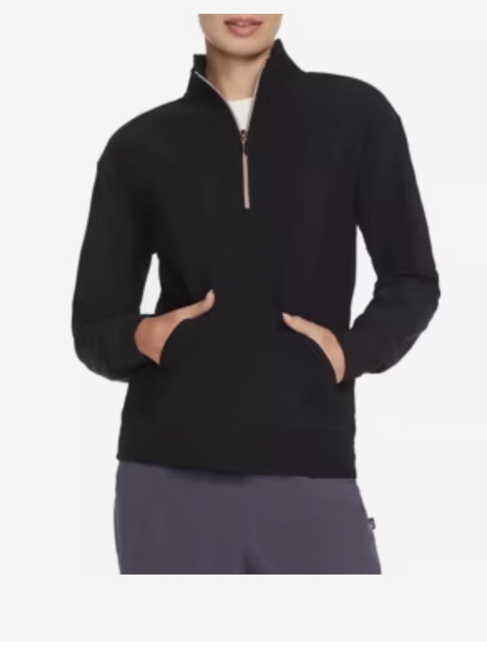 Skechers GO LUXE Rib Women's Quarter Zip Sweatshirt Black XXL